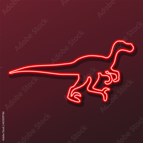 velociraptor neon sign, modern glowing banner design, colorful modern design trends on black background. Vector illustration.