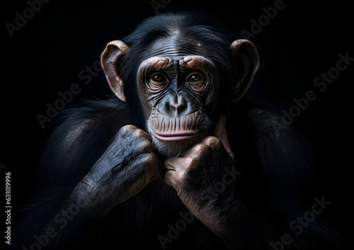 portrait of a thinking chimp 