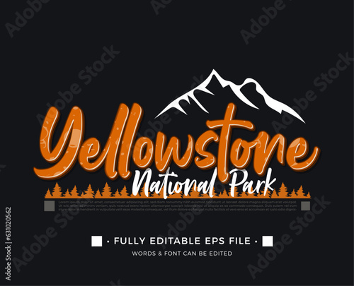 yellowstone national park label typography t shirt design with editable text