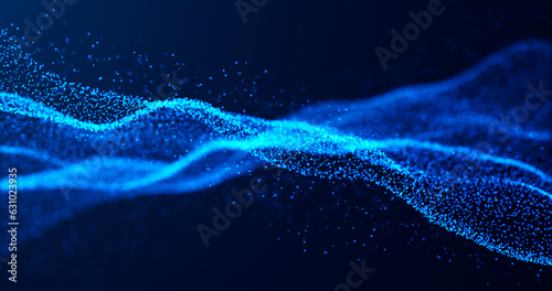 Abstract futuristic wavy background. waves of particles and dots.technology background with blue light, digital wave effect, corporate concept