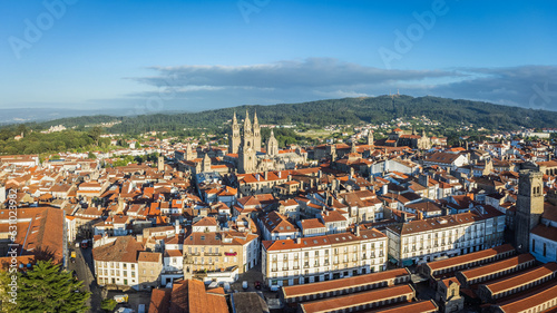 Early Morning Panoramic View of Santiago de Compostella, Spain