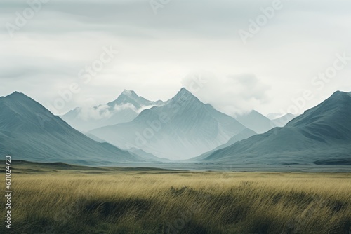 Serene And Minimalist Mountain landscape, Generative AI © Box Milk