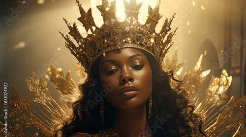 Beautiful african american woman with a crown on her head illustration