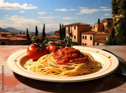Pasta with meat sauce and some tomatoes
