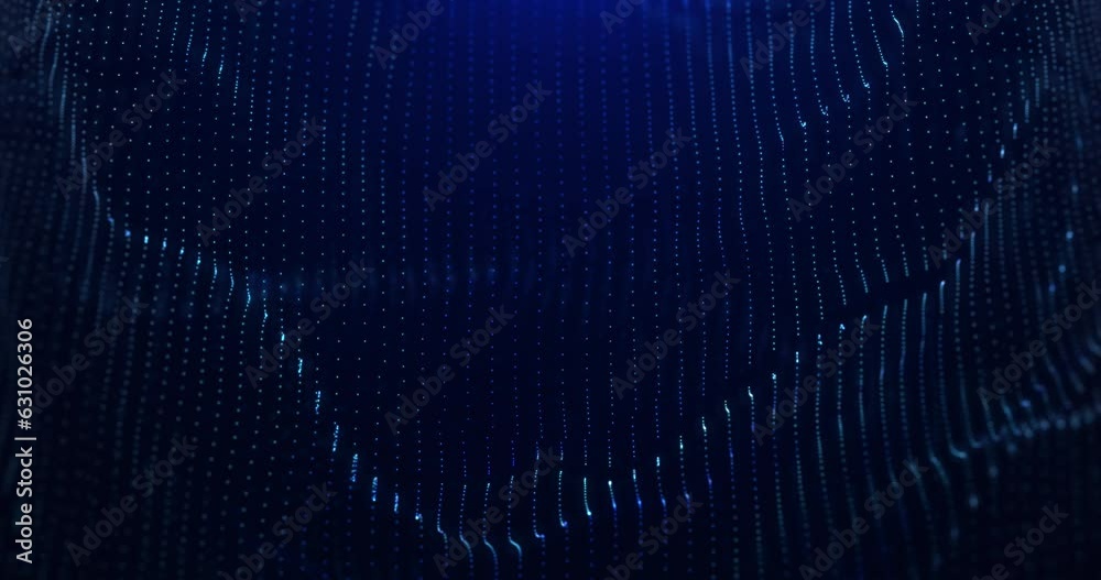 Abstract blue wave animation, digital particle wave, cyber technology background, seamless loop.