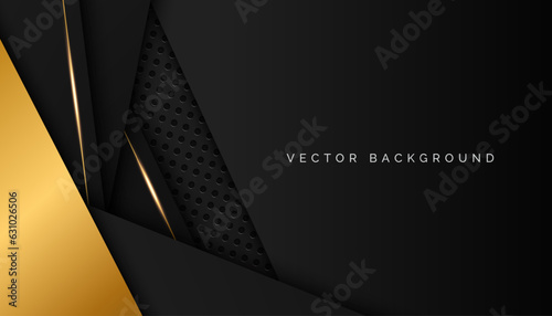 abstract Modern gradient dark black with golden shiny lines overlapping background