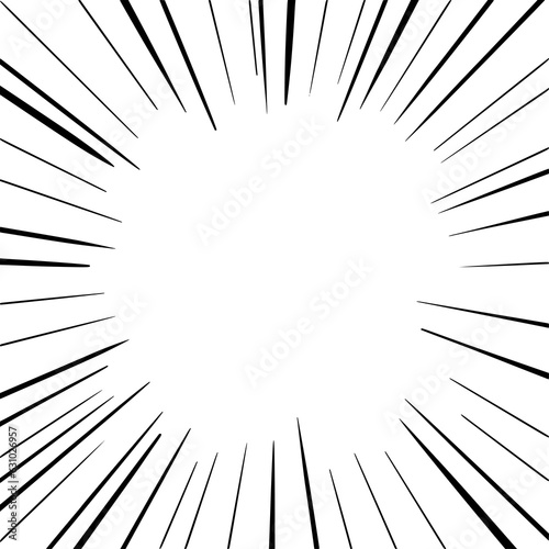 radial line speed comic action line with big size void on center as explode or rays effect illustration