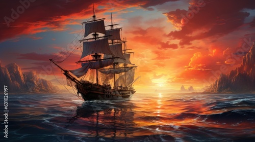 sailing ship at sea © Aliaksei