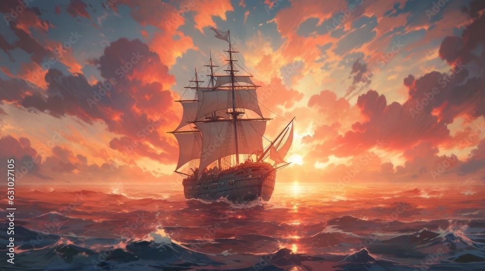 Obraz premium sailing ship at sea