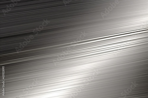Brushed metal with reflection in midpoint. High resolution, Generative AI
