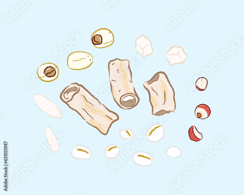 Ingredients of sishen soup in Taiwanese soups illustration