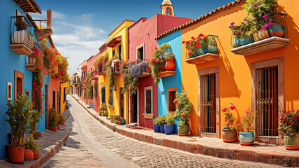 Crédence de cuisine Rouge Vibrant street in the town of Santa Fe, Peru  © Malika