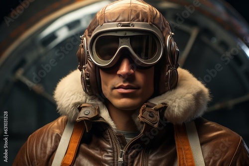 Rider Wearing Retro Aviator Googles, Generative AI