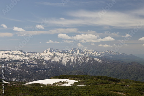 View taken while climbing Asahidake  Mount Asahi   the highest mountain in Hokkaido  Japan