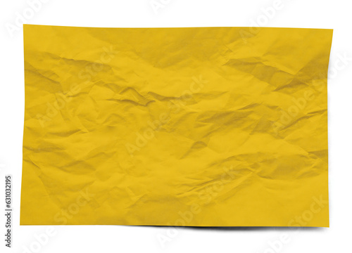 wrinkled yellow paper sheet isolated