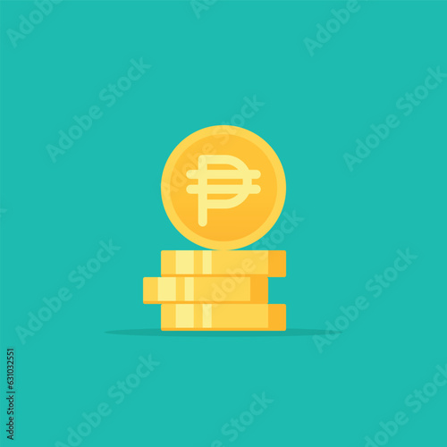Peso golden coins stack flat style vector illustration