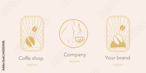 Vector Coffee logo set. Beans of coffee logotype in trendy style