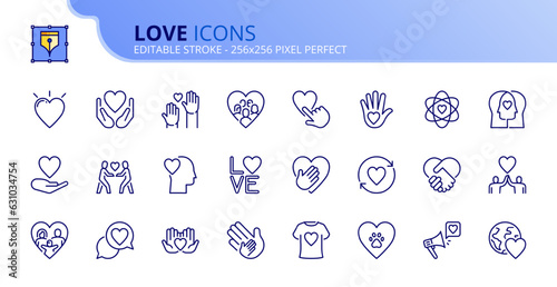 Simple set of outline icons about love