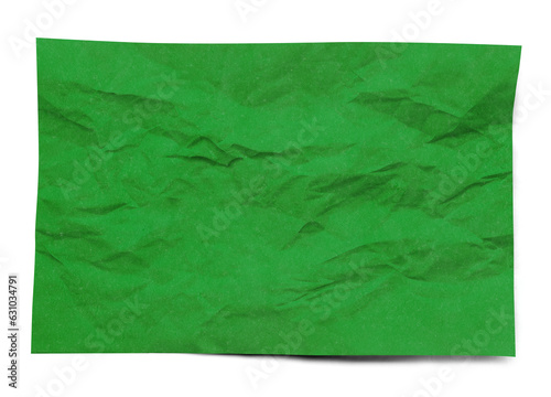 wrinkled green paper sheet isolated