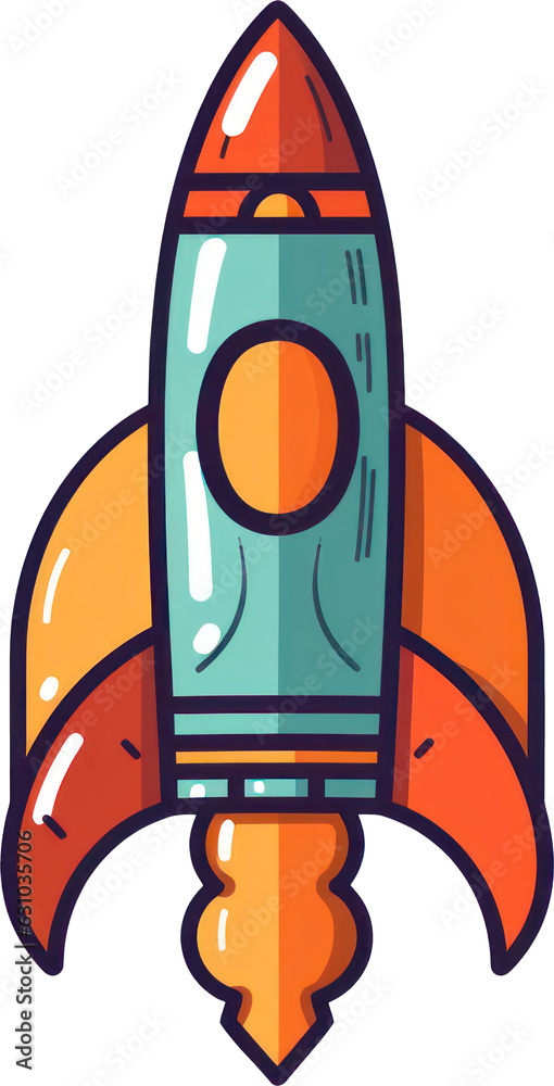 Vibrant and colorful rocket illustration with transparency, perfect for adding a playful and dynamic element to your designs. Generative AI. Vibrant and colorful rocket illustration with transparency, perfect for adding a playful and dynamic element to your designs. Generative AI.