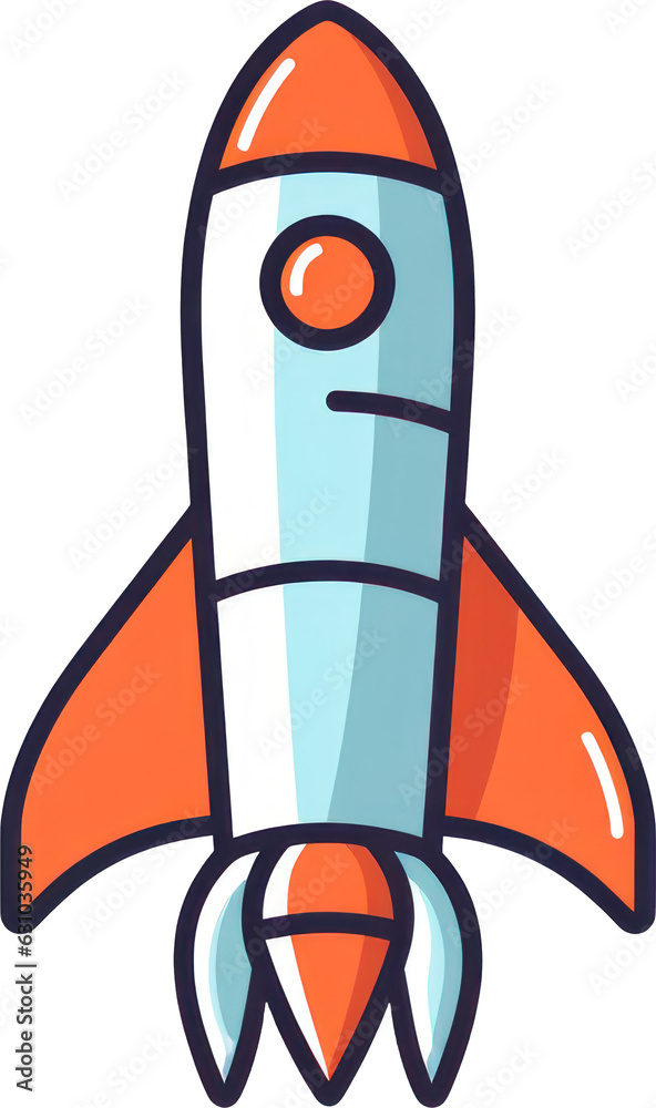 Vibrant and colorful rocket illustration with transparency, perfect for adding a playful and dynamic element to your designs. Generative AI. Vibrant and colorful rocket illustration with transparency, perfect for adding a playful and dynamic element to your designs. Generative AI.