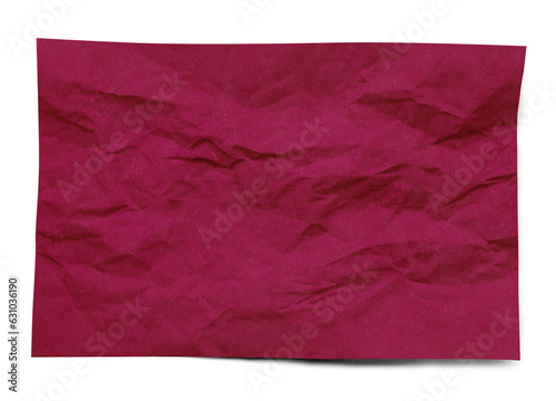 Wrinkled bordeaux paper sheet isolated