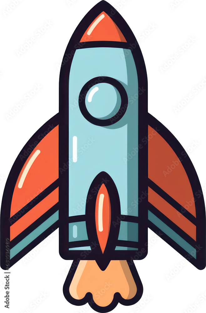 Vibrant and colorful rocket illustration with transparency, perfect for adding a playful and dynamic element to your designs. Generative AI. Vibrant and colorful rocket illustration with transparency, perfect for adding a playful and dynamic element to your designs. Generative AI.