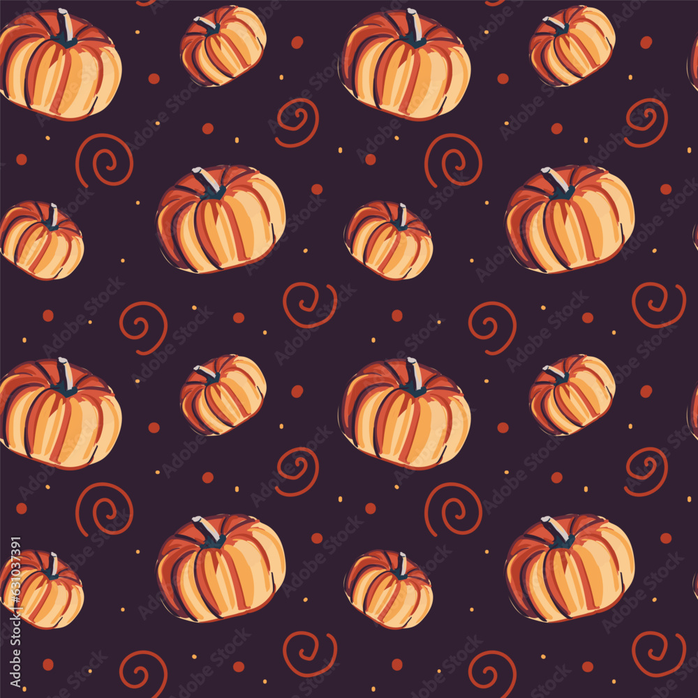 Pumpkins seamless pattern. Violet background. Cozy autumn background. Vector. Perfect for creating autumn-themed designs, suitable for various projects like textiles, paper crafts, and more Pumpkins seamless pattern. Violet background. Cozy autumn background. Vector. Perfect for creating autumn-themed designs, suitable for various projects like textiles, paper crafts, and more