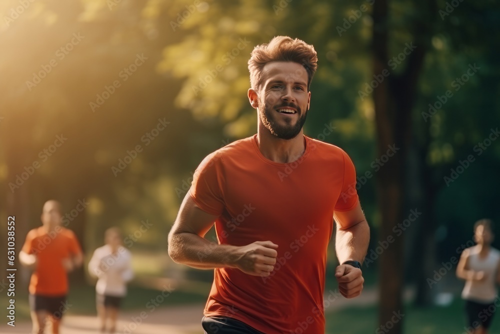 a man jogging in the park.cardio. generative ai.