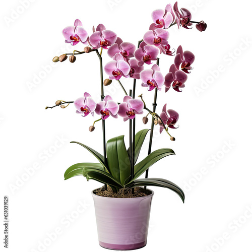 Wallpaper Mural Purple orchid in pot isolated on transparent background. Generative AI Torontodigital.ca