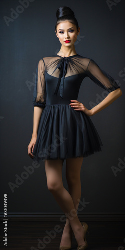 ballet dancer full body in black clothes
