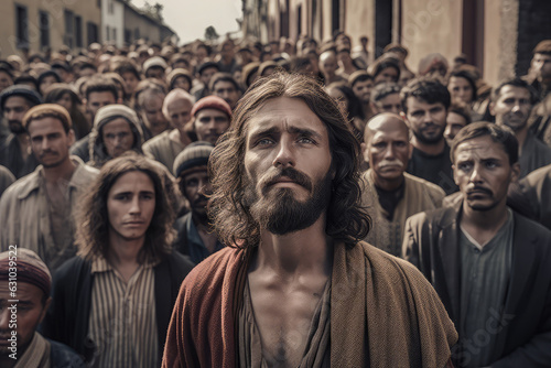 jesus in a crowd of people