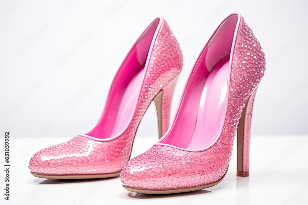 Blink Pink Barbie Shoes high heels on white background Stock Photo | Adobe Stock