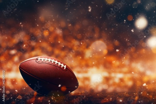 Marketing illustration of a ball from american football on a glitter background.