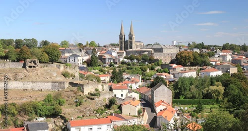 Looking onto the town of Mauleon in department of Deux Sevres, France. photo
