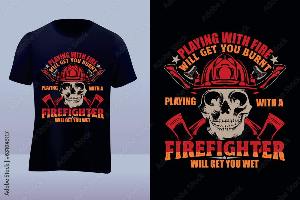 Firefighter vector t-shirt design Firefighter vector t-shirt design