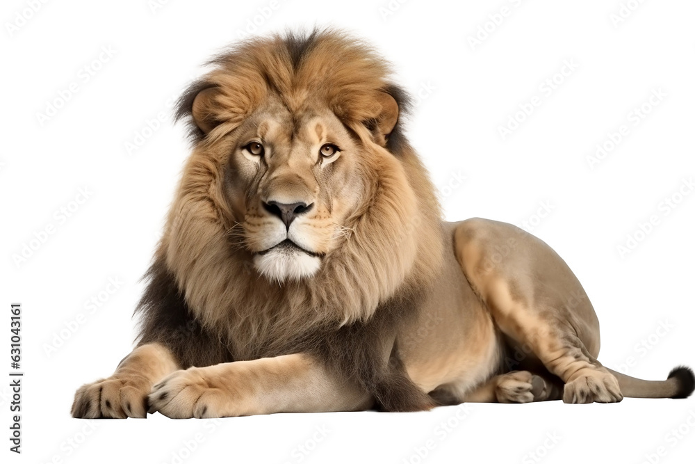 Transparent Lion the king of the jungle, setting on the floor. Transparent Background Transparent Lion the king of the jungle, setting on the floor. Transparent Background