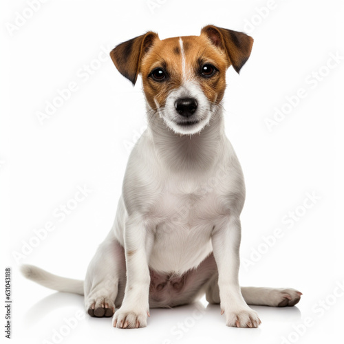 Cute jack russell full body on white background