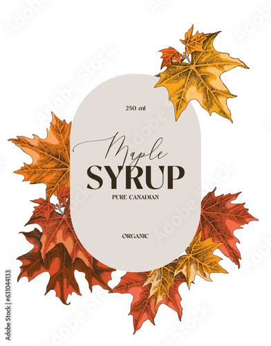 Maple syrup vector label template  photo