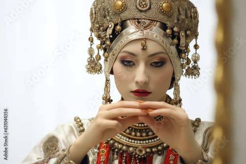 Eastern European Beauty in Traditional Attire Fictional Character Created By Generative AI.