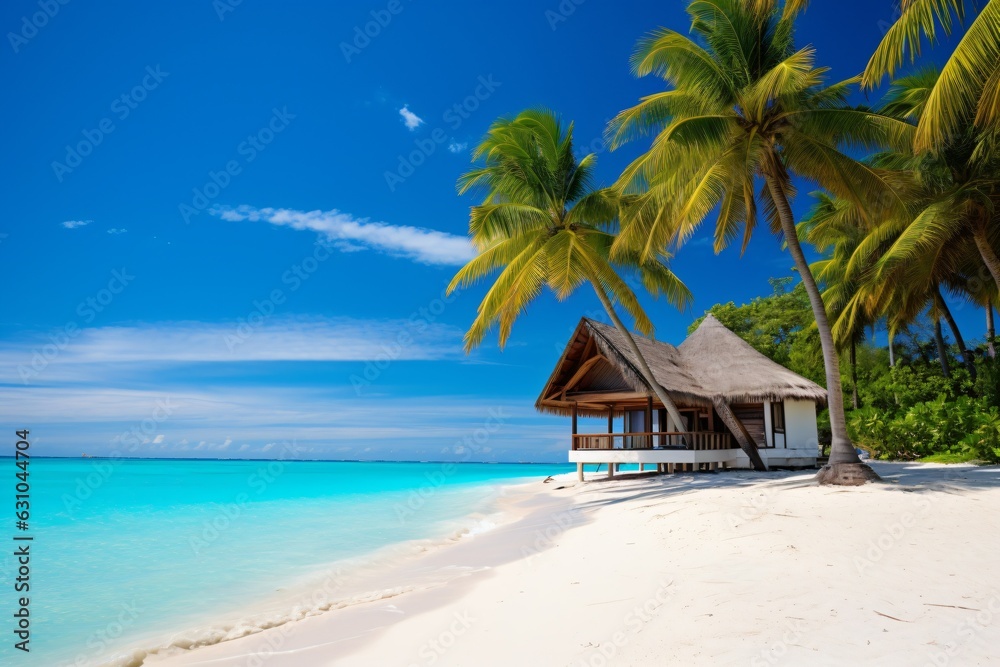 Tropical beach with white sand.