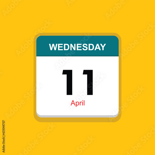 april 11 wednesday icon with yellow background, calender icon