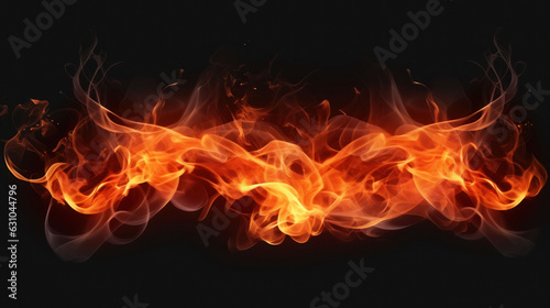 translucent fire flames and sparks with horizontal repetition on black isolated background © EmmaStock