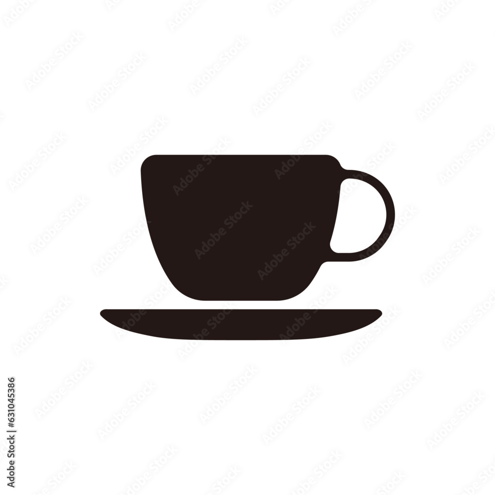 Cup and saucer icon.Flat silhouette version. Cup and saucer icon.Flat silhouette version.