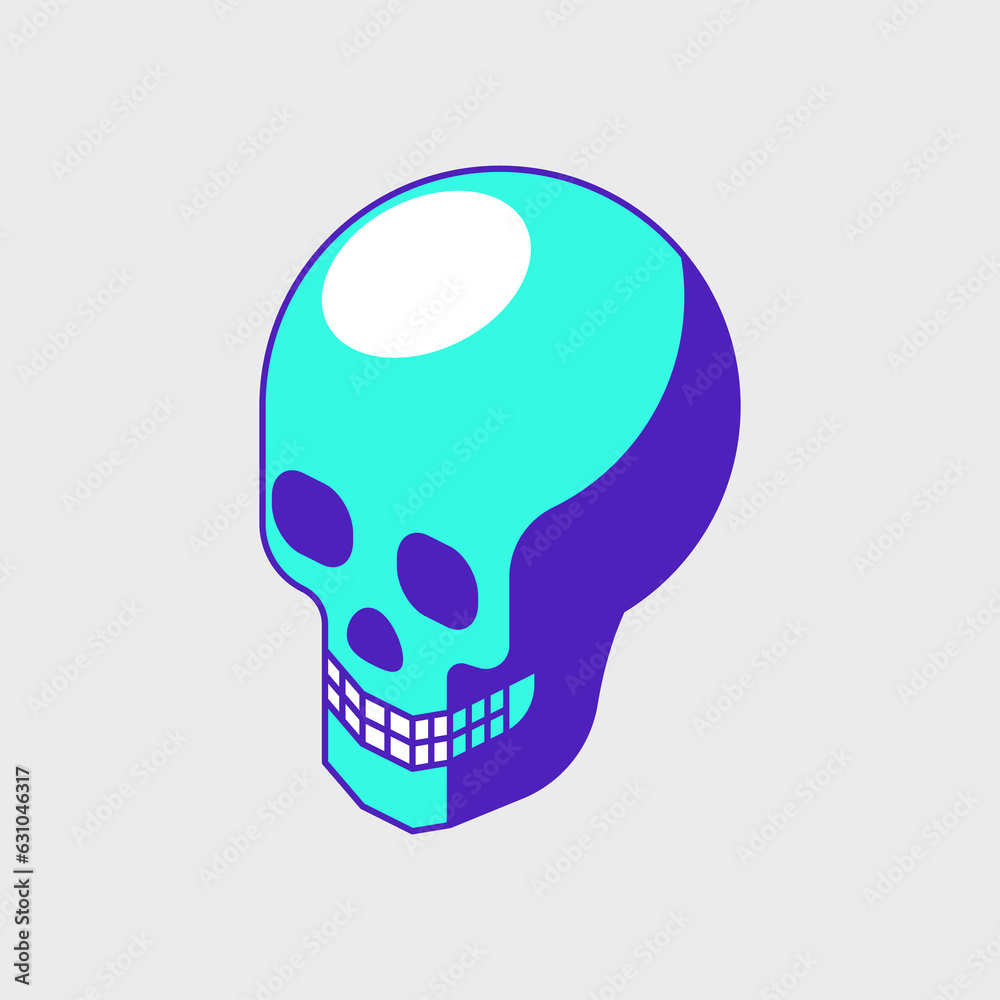 Human skull isometric vector illustration
