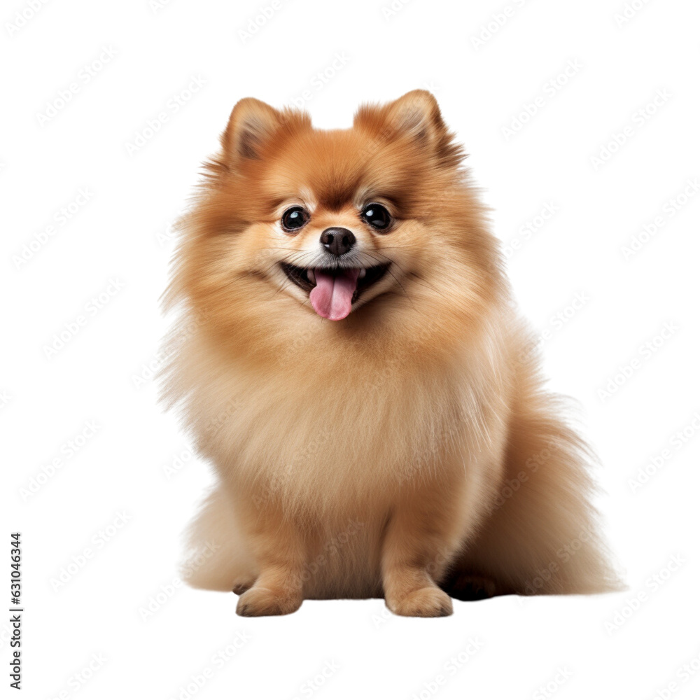 Cute Pomeranian full body on white background