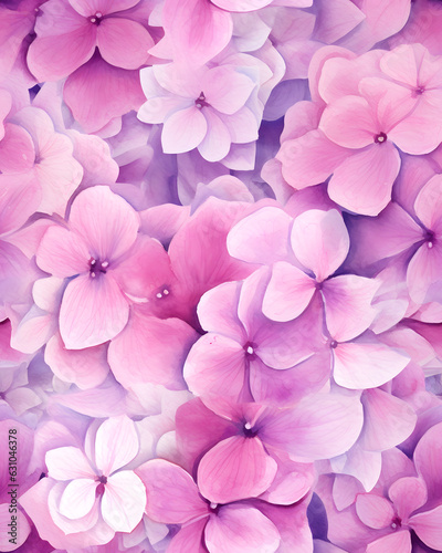 Hydrangea flower watercolor  seamless pattern 