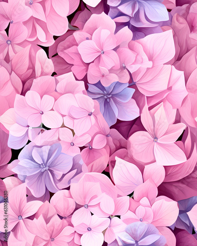 Hydrangea flower watercolor  seamless pattern  © Oksana