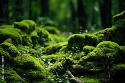 Canvastavla Enchanted forest moss texture background, luminescent and mystical mossy surface