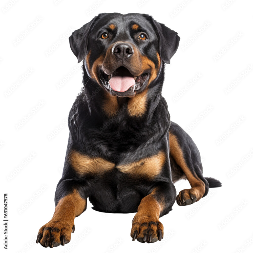 Cute rottweiler full body on white background